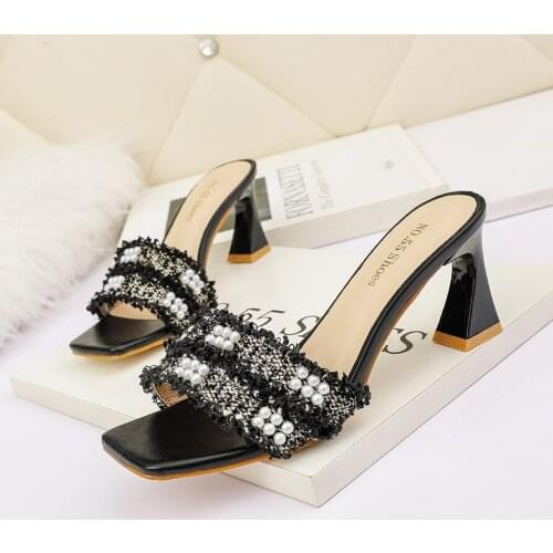 Fashion String Bead Design Summer Slippers Flip Flops For Women Clip Toe 2021 Zapatillas De Casa Ladies Sandals Mule Feminino