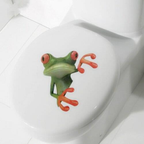 Crazy Green Frog Shore Wall Car Bathroom Toilet Seat Lid Cover Decal Sticker Home Decor Supplies SCIE999