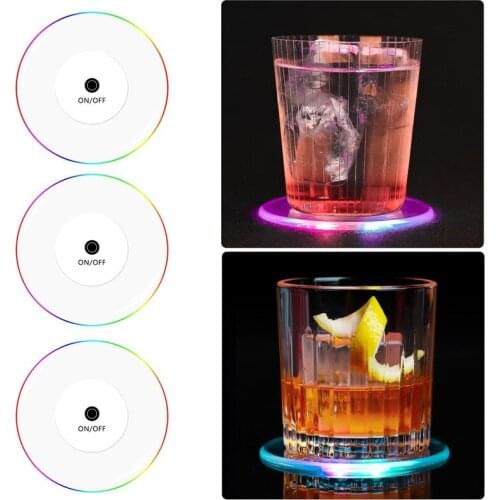 Led Coaster Cup Holder Hookah Base Acrylic Shisha Mat Table Placemat Glass Bottle Creative Round Pad Home Kitchen Decoration