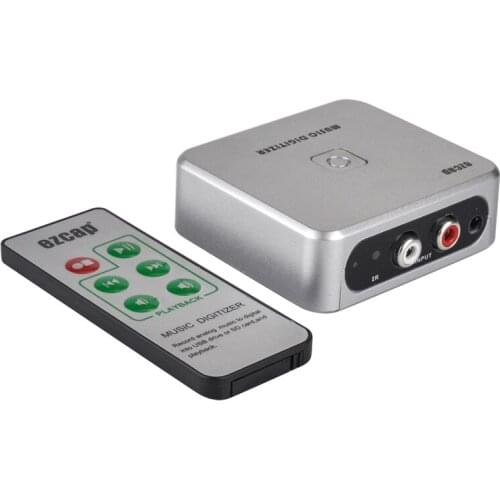 USB Audio Capture Recorder,Music Digitizer Box Converter Adapter Save Analog Music Audio to USB Flash /SD as MP3 IR Remote