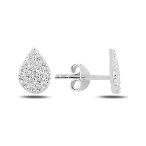 Silver 925 Sterling Drop Zircon Stone Earrings