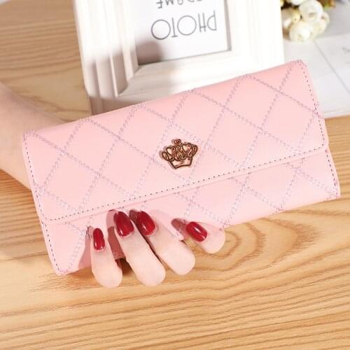 Womens Wallets Purses Plaid PU Leather Crown Long/short Wallet Hasp Phone Bag Money Coin Pocket Card Holder Female Wallet Purse