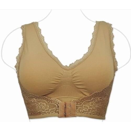 Front button wireless seamless bra Black khaki bralette push up vest Lingerie 40 38 36 34 A B C D cup bras for women bh C4