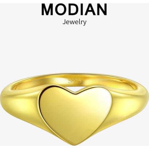 Modian 2019 Summer Fashion Elegant Gold Color Heart Finger Rings Classic 100% 925 Sterling Silver Ring For Women Wedding Gift