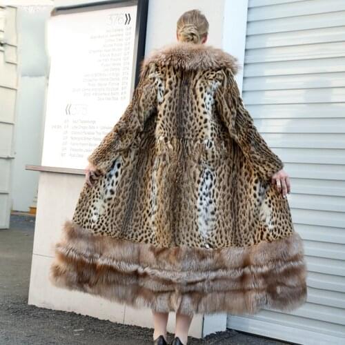 FURSARCAR Whole Skin Real Fox Fur Big Lapel Collar X-Long Real Natural Beaver Fur Coat Removable Bottom Women Luxury Winter Coat