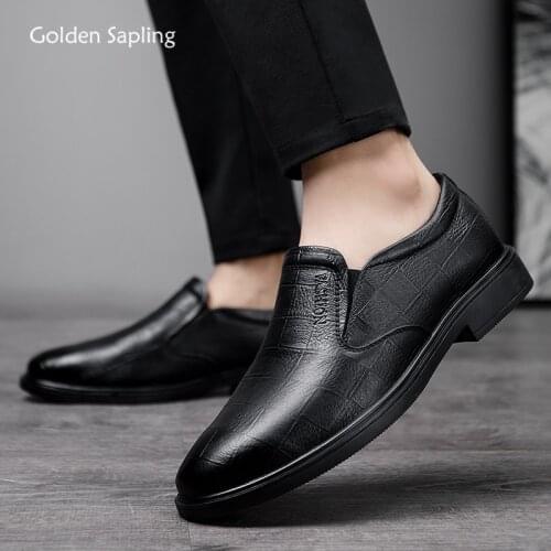 Golden Sapling Classics Formal Shoes Leisure Business Men Loafers Genuine Leather Comfortable Mens Casual Shoes Vintage Flats
