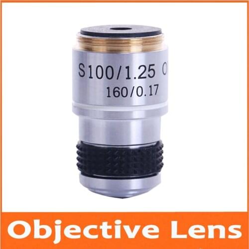 1PC 100x L=185 School Lab Eductional Student Use Achromatic Optical Objective Lens for Biological Microscope 160/0.17