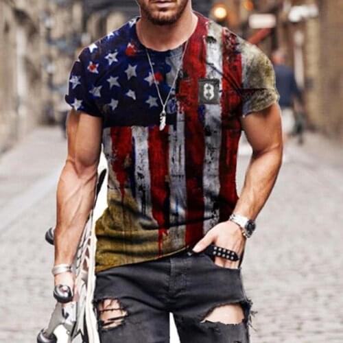 2021 Men New Independence Day Theme Printed Short Sleeve T-Shirts Oversized T-Shirt Fashion Hot Sale Male Top Mens Clothing