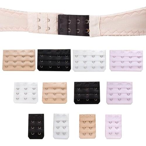 4Colors Bra Extender Strap Extension 2/3/4 Hooks Replace Women Adjustable Buckle Nylon Elastic Bra Hooks Supplies