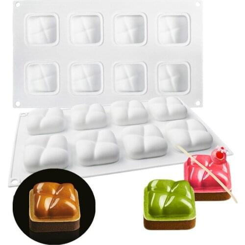 8 Holes Stone Square Tart Decoration Silicone Pastry Cake Mold For Baking Mousse Chocolate Pan Tartlet Dessert Mould