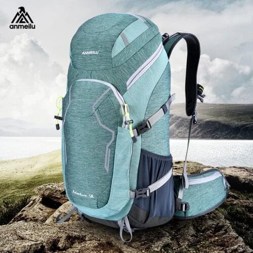 ANMEILU Outdoor Travel Backpack 50L Nylon Waterproof Bicycle Backpack Men and Women Camping Mountaineering Bag with Rain Cover