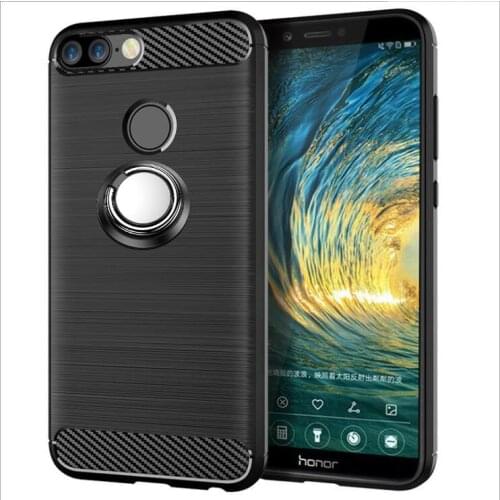 For Huawei Honor 9 Lite Case Luxury Brushed Carbon Fiber Case For Huawei Honor 9 Lite Magnetic Ring Holder Cover Case