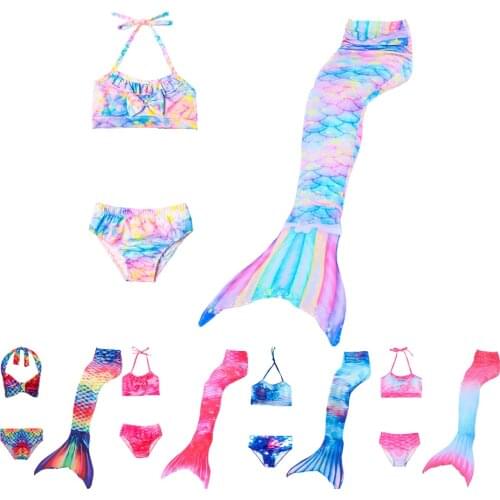 Girl Bikini Children Mermaid Costume Mermaid Swimsuit Outfit Kids Summer Beach Vacation Carnival Costume 3-12 Years