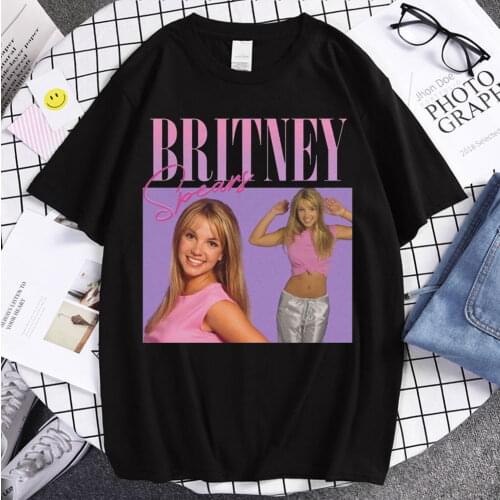 2021 Summer Hip Hop T-shirts Unisex Britney Spears Beautiful Photo Print Clothes Short Sleeve Classic Couple Oversize Streetwear