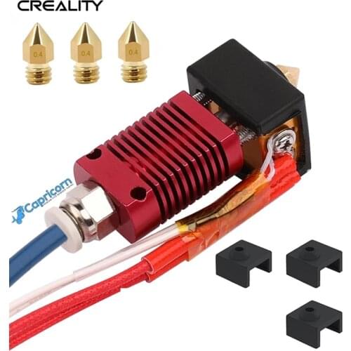 Creality Update V2 Version Extruder Kits Hotend With Capricorn Bowden PTFE Tubing +Silicone Cover*3+0.4mm Nozzle*3 for Ender 3