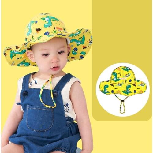 Kocotree Summer Baby Bucket Hat UV Protection Boys Cap Children Panama Outdoor Beach Girls Sun Hat Cartoon Infant Fisherman Cap