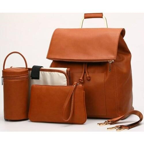 Fashion Pu Nappy Backpack Large Capacity Changing Backpack with Insulated Pockets for Baby Mommy Bagsnsulated Pockets for Baby