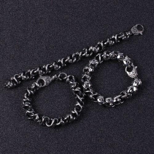 Trend alternative punk mens bracelet domineering stainless steel skull jewelry