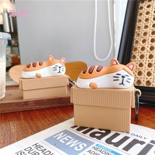 Cute Carton Cat Case For Airpods 1 2 Pro Charging Box Soft Silicone Wireless Bluetooth Earphone Protective Cover Coke With Hook