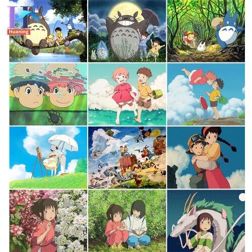 Huaning Hayao Miyazaki Animation Series Paint By Numbers For Adults Wall Art/ DIY Painting By Numbers Anime Home Decor