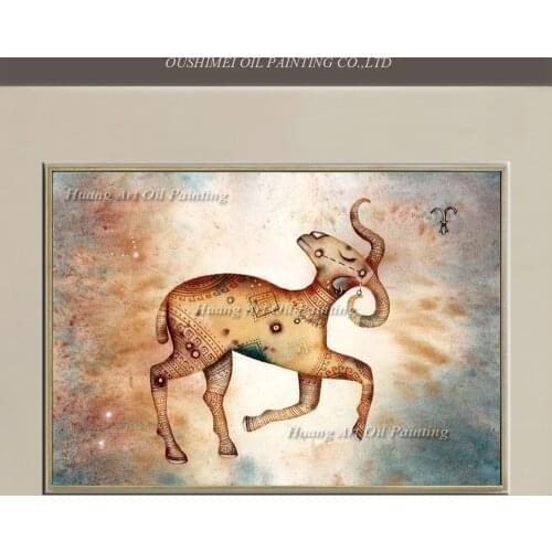 New Aries Gemini Constellation Painting Hand Painted Modern Abstract on Canvas Goat Oil Painting Sky Landscape Picture