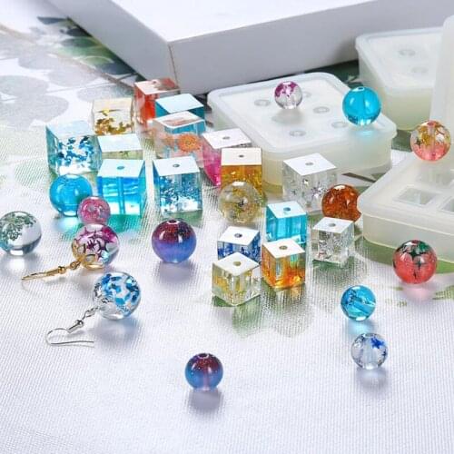 Earrings Pendants Silicone Molds UV Epoxy Resin Mold Cube Ball Beads Casting Mould For DIY Jewelry Making Necklace Bracelet Tool