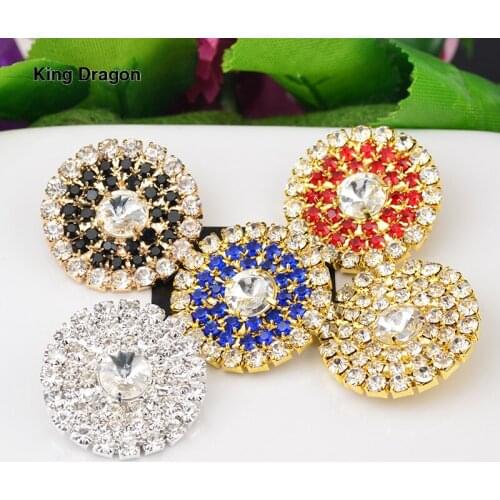 New Arrival Sparkly Gold Rhinestone Buttons 26MM 5PCS/Lot Shank Back Gold Color KD547