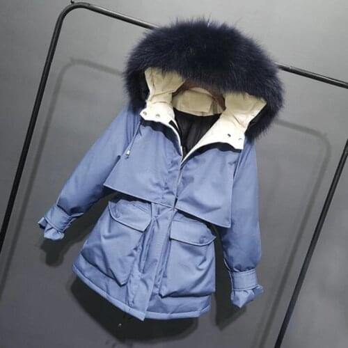 SEDUTMO Winter Fur Hooded Duck Down Jackets Women Oversize Thick Warm Coat Autumn Casual Tunic Puffer Jacket ED1105