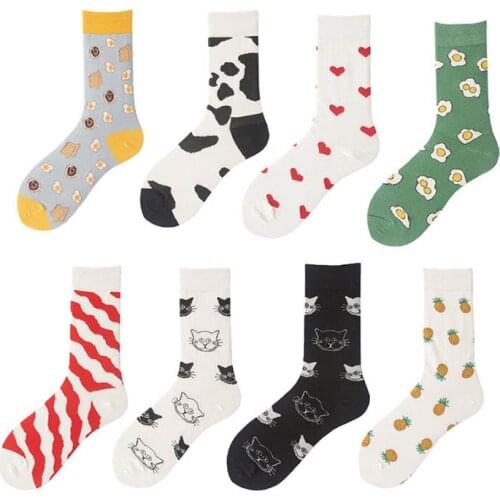 Q Harajuku Style Casual Mid Tube Socks Unisex 1Pair Cute Cartoon Skateboard Sock Fashion SocksItem Cotton Breathable
