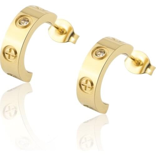 Fashion Classic Stainless Steel C-Shaped Cross Earrings For Unisex Earrings Love Gift Party Wholesale Jewelry