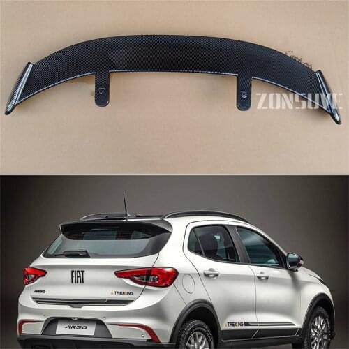 Use For Fiat Argo Spoiler ABS Plastic Carbon Fiber Look Hatchback SUV Roof Rear Wing Body Kit Accessories