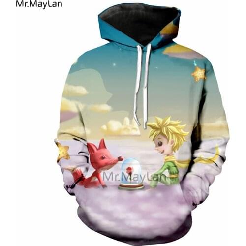 Le Petit Prince Wolf and Rose 3D Print Hoodies Men/Women Casual Streetwear Jacket Man Hipster Cartoon Tracksuits Modis Clothes