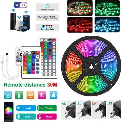 Smart Wifi LED Strip for Alexa Luces LED Light RGB 5050 12V IP20 LED Lights 24 Key APP Control Fita LED Strips Backlight