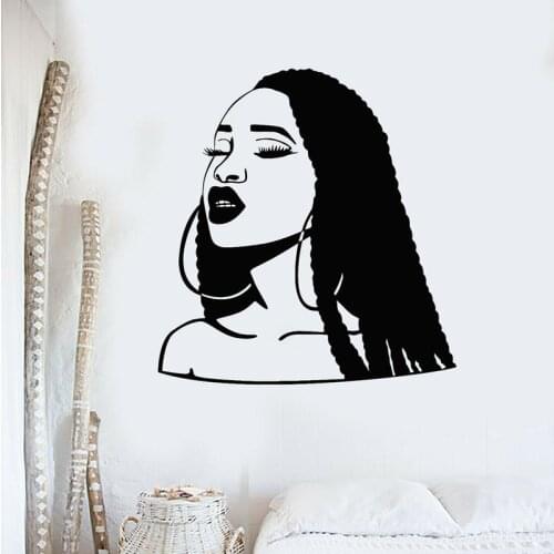 Vinyl wall stickers hairstyle African American beautiful woman girl room bedroom living room beauty salon salon decoration decal