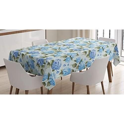 Amber Hydrangea On Soft Background Wedding Bride Designed Tablecloth Table Cover Dining Room Kitchen Decor Green Blue