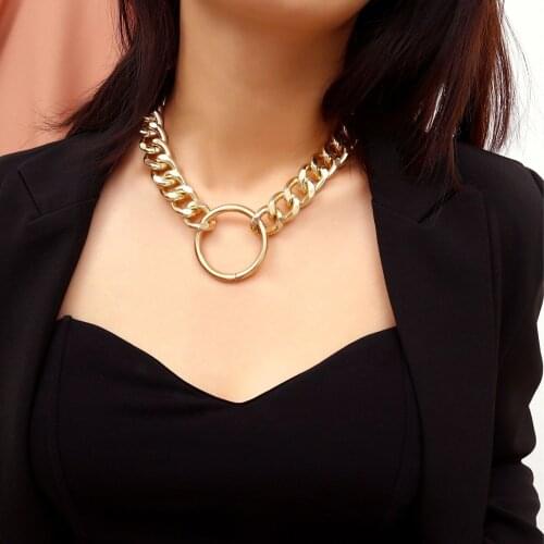 Fashion Punk Choker Necklace Collar Statement Hip Hop Big Chunky Metal Golden Color Thick Chain Necklace Women Jewelry Gifts