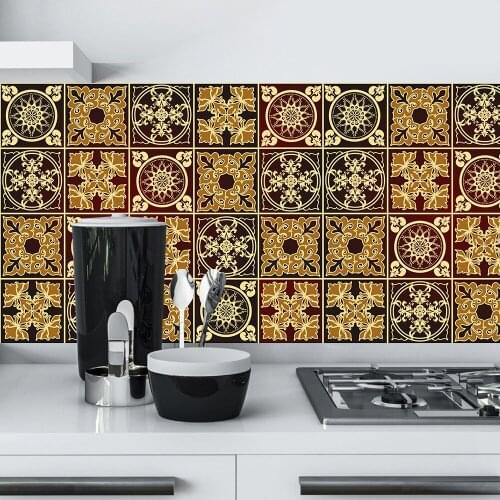 10/15/20/30cm Moroccan Style Mandala Strip Tiles Wall Stickers Bathroom Kitchen Ceramics Decoration Wallpaper Vinyl Art Murals