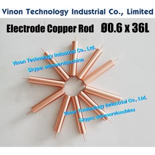 10 PCS PACK) EDM Electrode Copper Rod d=0.6mm, Shank D6.0mm, Shank 30Lmm, Overall length 36Lmm.Copper Rod for Electro-Discharge