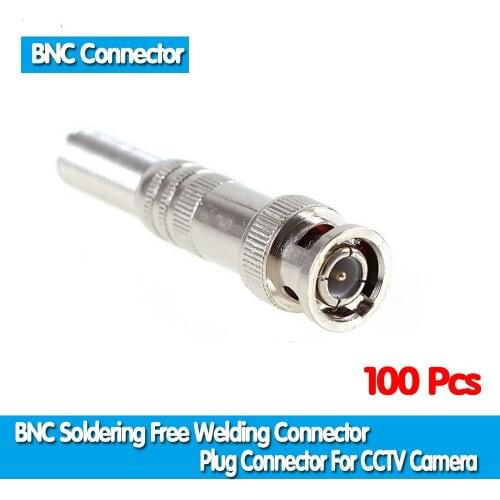 100pcs/lot BNC Male Connector for RG-59 Coaxical Cable, Brass End, Crimp, Cable Screwing, CCTV Camera BNC connector