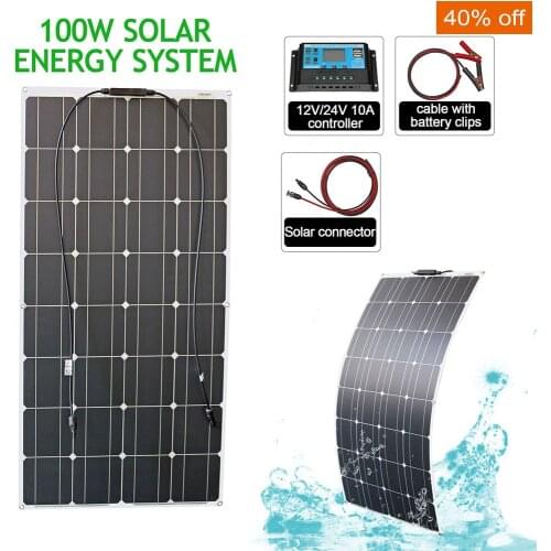12v 100w 200w flexible solar panel system kits with charge controller for Caravan Motor Home Boat