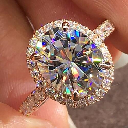 18K Au750 Rose Gold Women Ring Moissanite Diamonds 1 2 3 4 5 Carat Oval Luxury Wedding Party Engagement Anniversary Ring Trendy