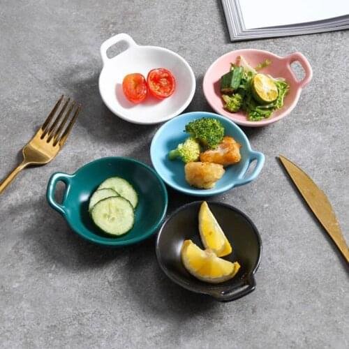 2pcs/set Nordic Style Ceramic Dinnerware Matte Single Ear Dish Dessert Seasoning Dish Kitchen Tableware Accessories