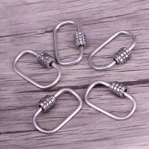 5PCS, Vintage Silver Color Jewelry Clasps Metal Connector Lock Carabiner For Jewelry Making Findings