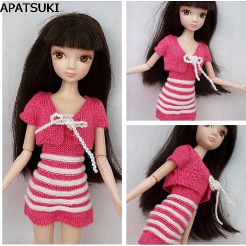 2020 Handmade Doll Accessories Pink Knitting Coat & Sweater Dresses For Barbie Doll House For 1/6 BJD Doll