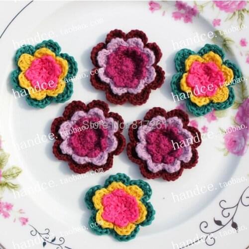 Free shipping 2015 new arrival 12 pic/lot cotton crochet lace applique flower as clothes accessories 3D flowers for decoration
