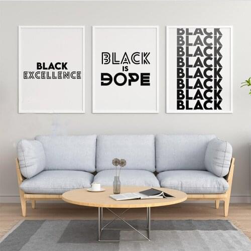 Black Is Dope Quote Canvas Painting Black White African American Melanin Posters Prints Nordic Wall Art Pictures For Living Room