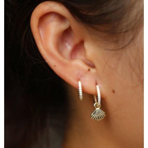 Bohemia simple cute shell drop earrings dangle seashell earrings 100% sterling silver mermaid jewelry for women fashion brincos