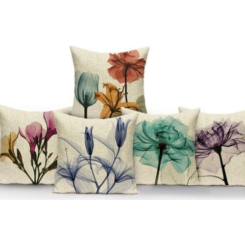 Retro Flower Printed Throw Pillow Case Sofa Cushion Cover Home Decorative For Chair Seat Office Living Room Bedroom Pillowcase