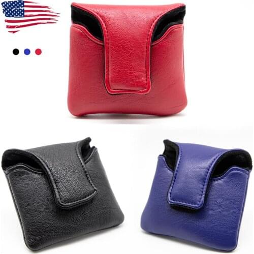 Golf Putter Cover Classics Design Leather Golf Square Mallet Putter Headcovers Golf Club Head Cover Leather Red Blue Black