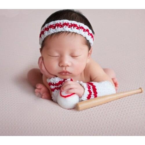 Little Baby Girl Boy Picture Photo Shoot Crochet Baseball Outfits Props Clothes Newborn Photography Props fotografia Accessories